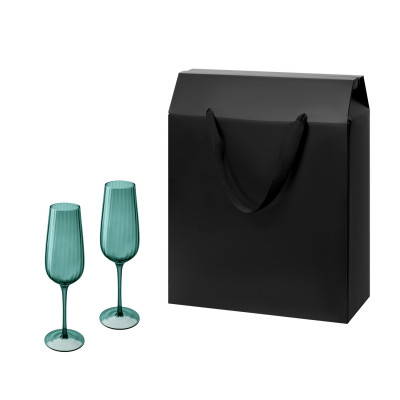 Подарочный набор 2 бокала для шампанского Эмеральд (Emerald) в большом подарочном пакете