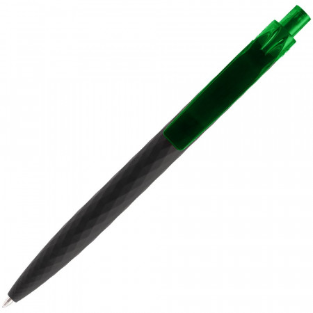 Ручка шариковая Prodir QS01 PRT-T Soft Touch, черная с зеленым