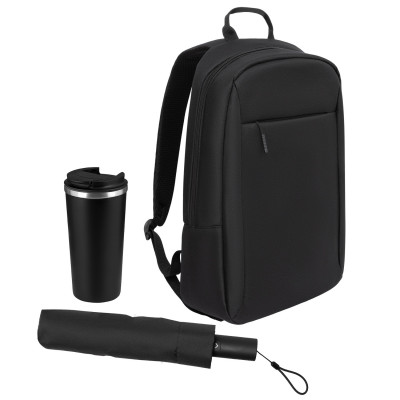 Подарочный набор Сириус (Sirius), черный (зонт, термокружка, рюкзак)