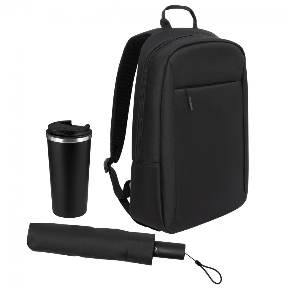 Подарочный набор Сириус (Sirius), черный (зонт, термокружка, рюкзак)
