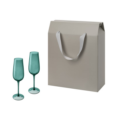 Подарочный набор 2 бокала для шампанского Капри (Capri) в большом подарочном пакете
