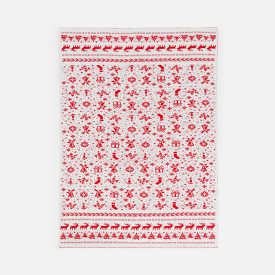 Плед Holidale, красный с молочным