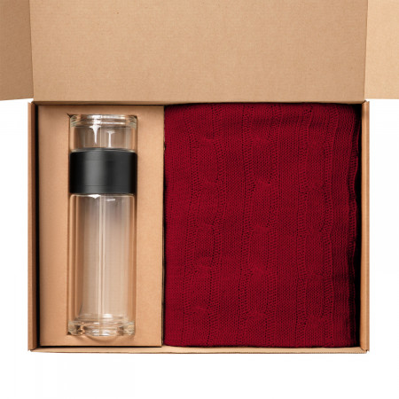 Подарочный набор Терсо (Terso), Фадо (Fado), красный (плед, термобутылка)