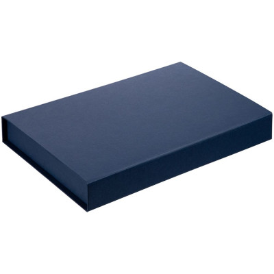 Коробка Silk с ложементом под ежедневник 13x21 см, флешку и ручку, ver. 2, темно-синяя