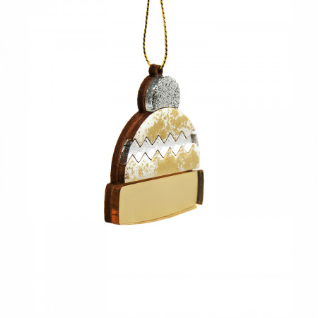 Ёлочная игрушка Шапочка (белый с золотым )