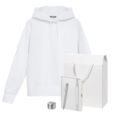 Набор с одеждой Алекс (Alex) (худи, колонка, ежедневник, ручка), серебряный, L