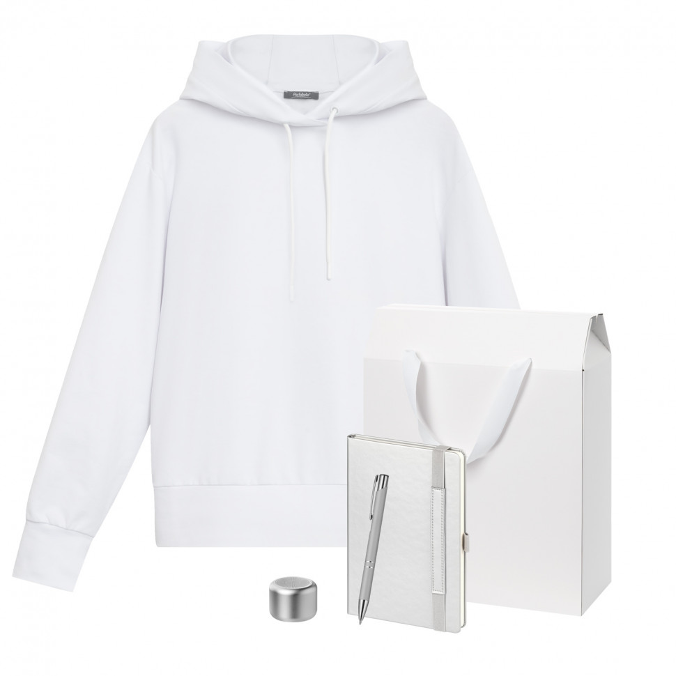 Набор с одеждой Алекс (Alex) (худи, колонка, ежедневник, ручка), серебряный, XL