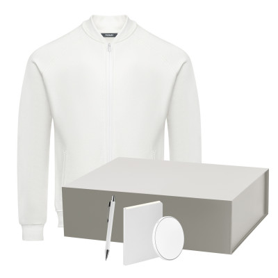 Набор с одеждой Торрес (Torres) (толстовка, зарядное устройство, блокнот, ручка), белый/серебряный, XXL