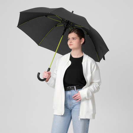 Зонт-трость Квантум (Quantum), черный/салатовый