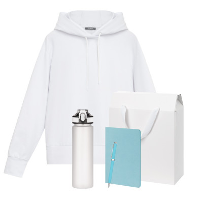 Набор с одеждой Алекс (Alex) (худи, бутылка, блокнот, ручка), голубой, L