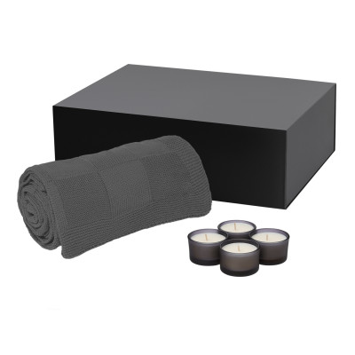 Подарочный набор Сенто (Sento), Селла (Cella), серый (свеча, плед)