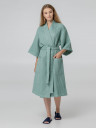 Халат вафельный женский Boho Kimono, зеленая мята