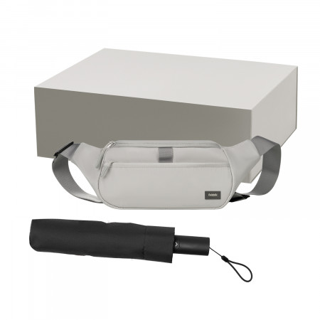Подарочный набор Бостон (Boston), Филтон (Filton), серый (поясная сумка, зонт)
