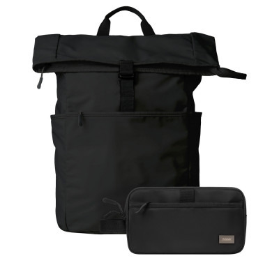 Подарочный набор Бостон (Boston) рюкзак + дорожная косметичка, черный