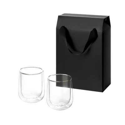 Подарочный набор 2 стеклянных стакана Лунго (Lungo) в коробке-пакете