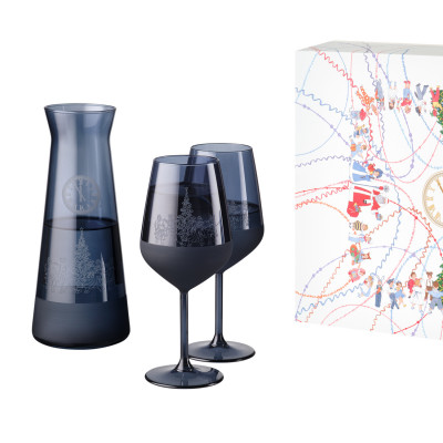 Подарочный набор декантер + 2 бокала, Сапфир (Sapphire) синий