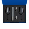 Подарочный набор 2 бокала для вина Сапфир (Sapphire) + набор для вина с электрическим штопором Сакраменто (Sacramento), в синей коробке