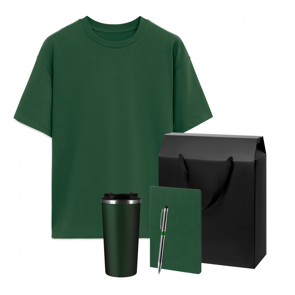 Набор с одеждой Раст (Rust) (футболка, термокружка, блокнот, ручка), зеленый 1, XS/S