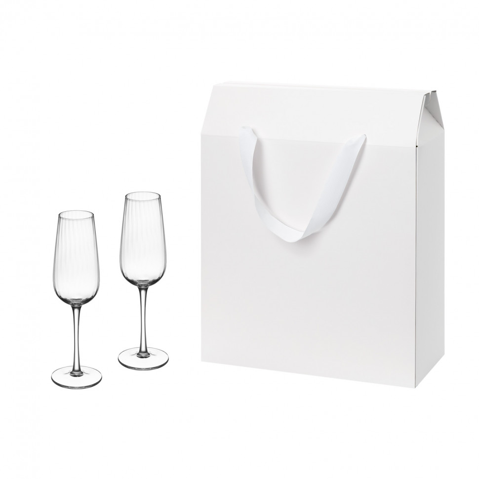 Подарочный набор 2 бокала для шампанского Бланш (Blanche) в большом подарочном пакете