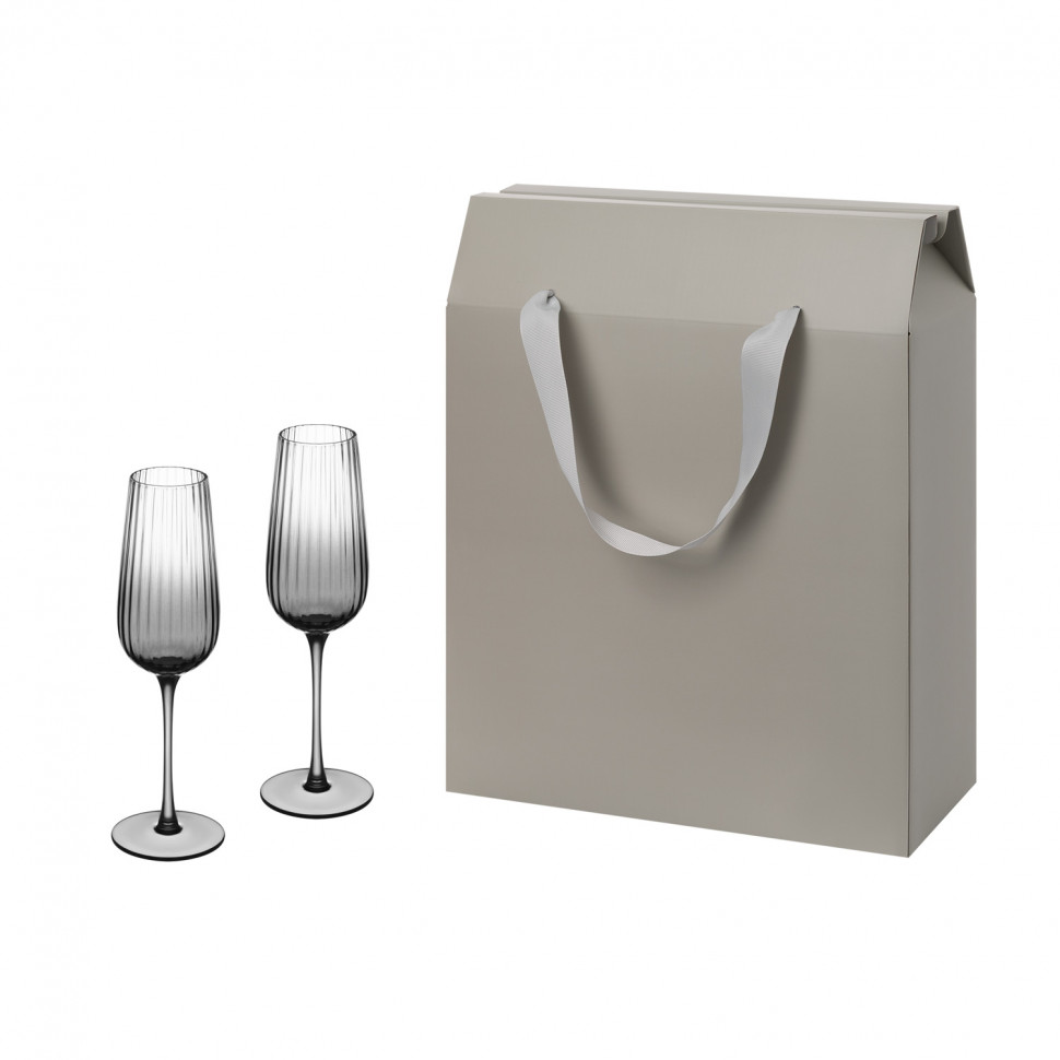 Подарочный набор 2 бокала для шампанского Мансера (Mancera) в большом подарочном пакете