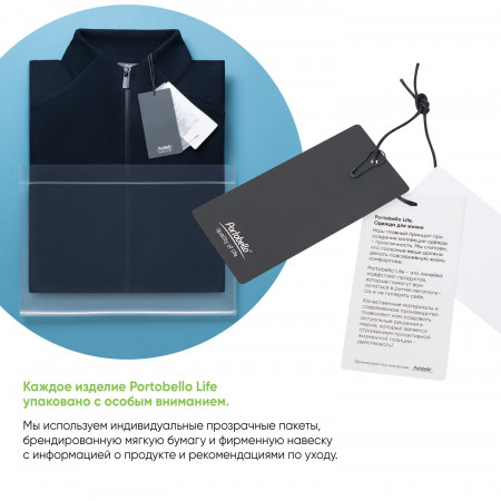 Толстовка на молнии с капюшоном Матео (Mateo) темно-синяя