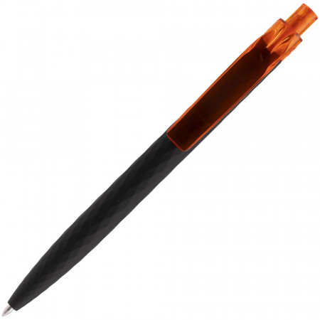 Ручка шариковая Prodir QS01 PRT-T Soft Touch, черная с оранжевым
