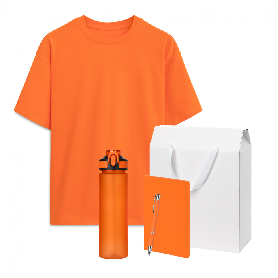 Набор с одеждой Раст (Rust) (футболка, бутылка, блокнот, ручка), оранжевый, XS/S